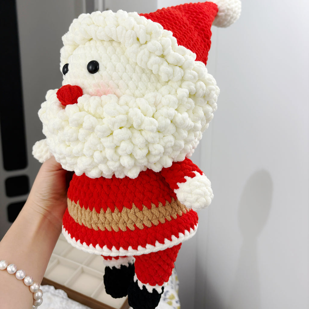 Large Handcrafted Crochet Santa Claus - Giant Soft Plush Holiday Decor Handmade Knit Doll Ideal Christmas Gift for Family & Friends