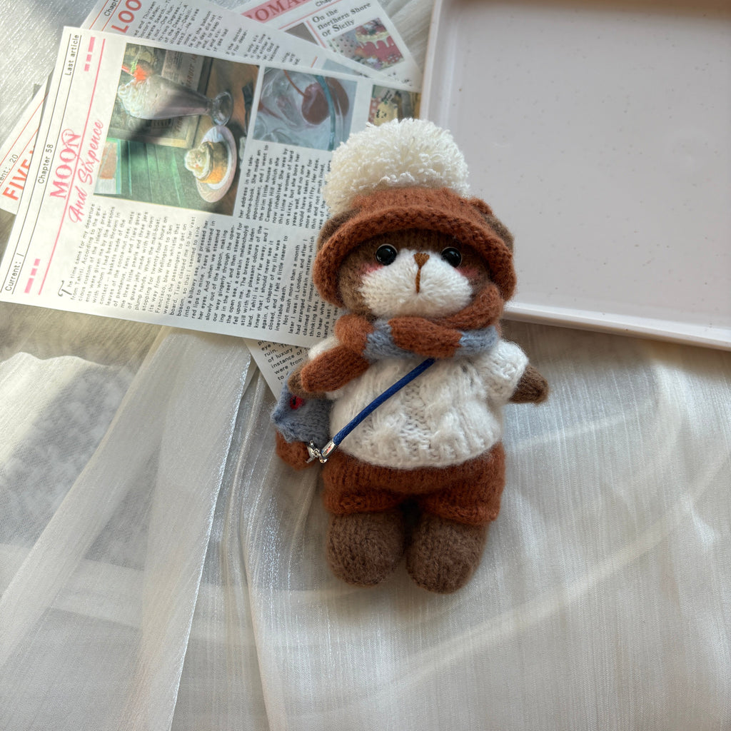 Handmade Crochet Teddy Bear Doll (5.5" x 2.75") - Customizable Knit Stuffed Animal | Artisanal Plush Toy Product Details