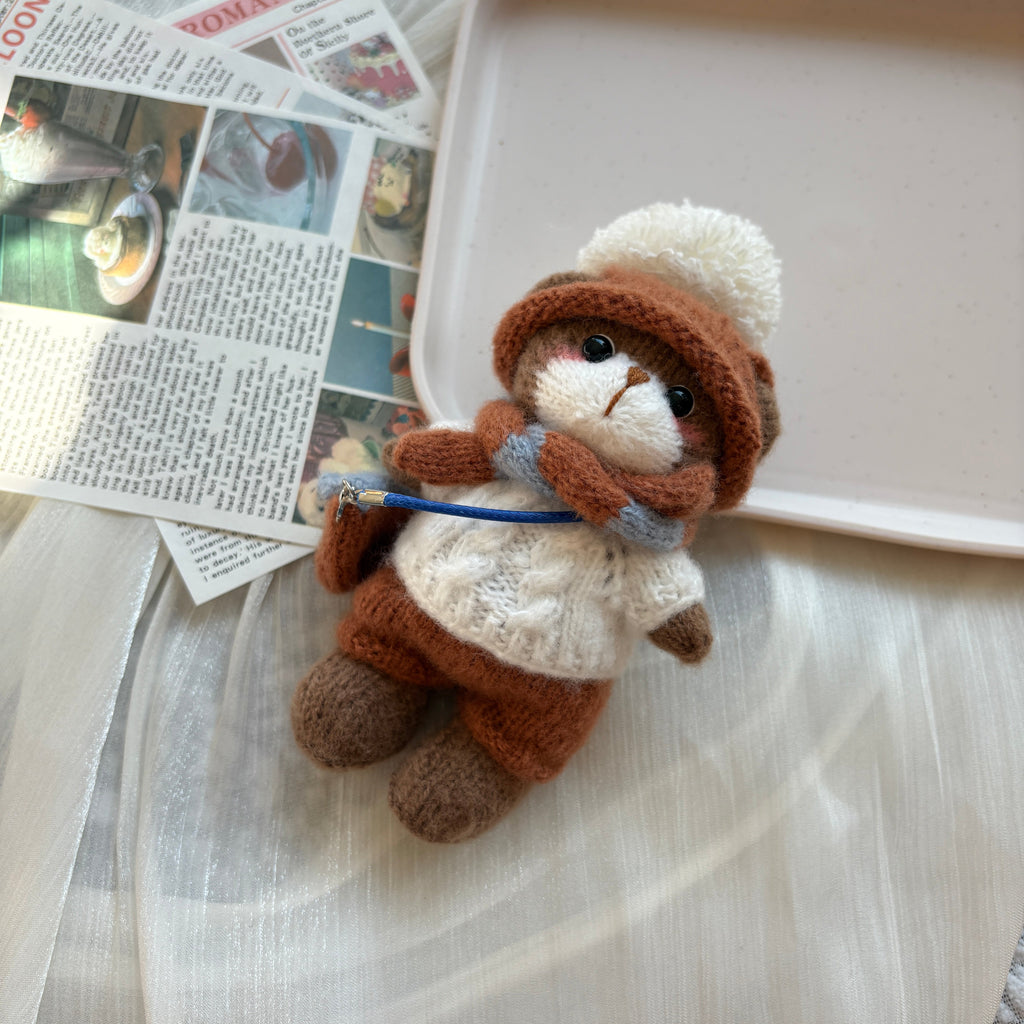 Handmade Crochet Teddy Bear Doll (5.5" x 2.75") - Customizable Knit Stuffed Animal | Artisanal Plush Toy Product Details