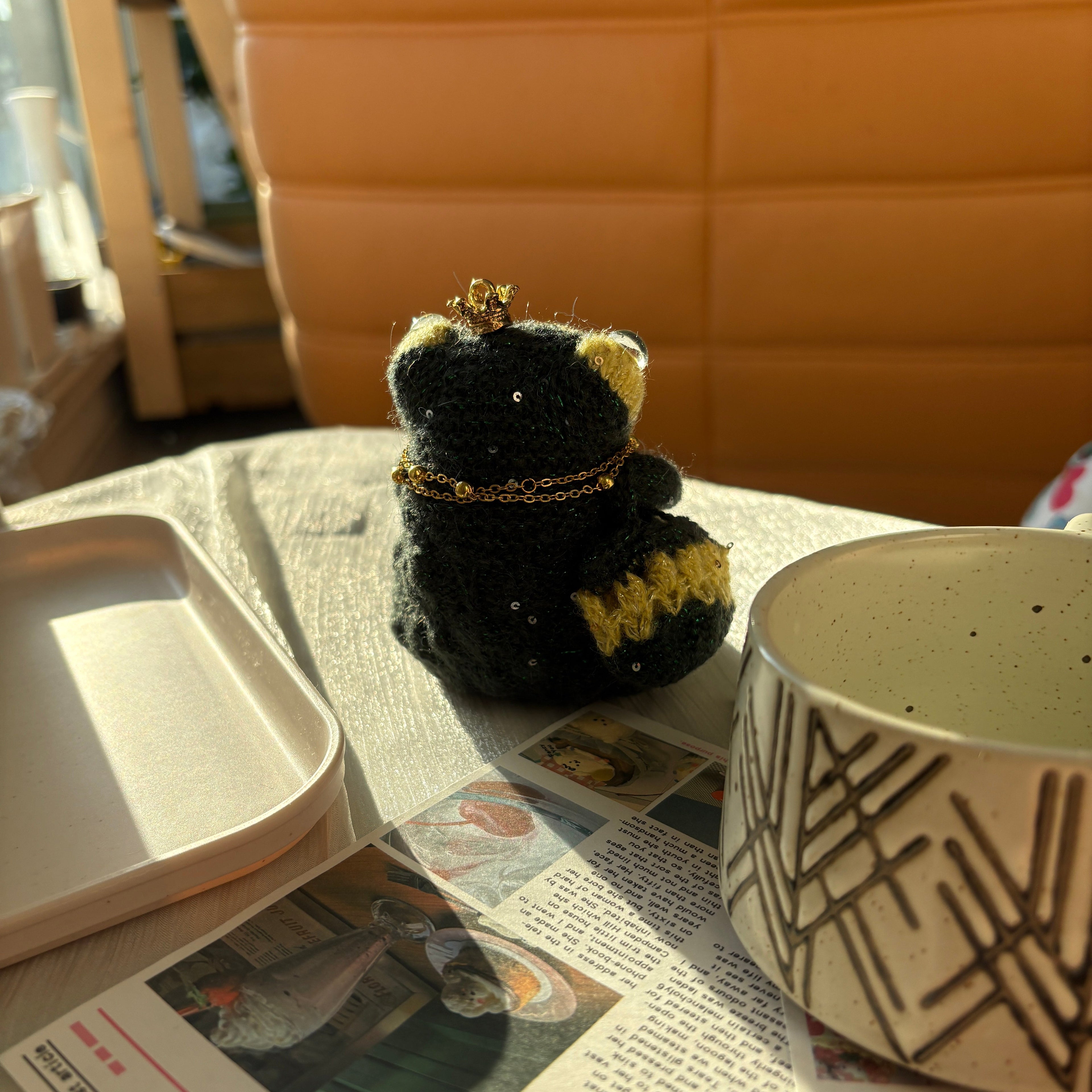 Handmade Crochet Two-Tone Royal Frog Plushie (10cm) | Removable Gold Crown & Accessories | Keychain Kit Included (Decor/Bag Charm)