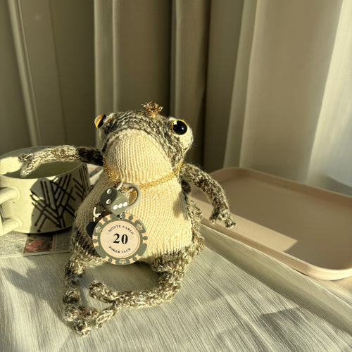 Handmade Crochet Gray Royal Frog Plushie (15cm) | Removable Crown & Accessories | Keychain Included (Decor/Bag Charm)